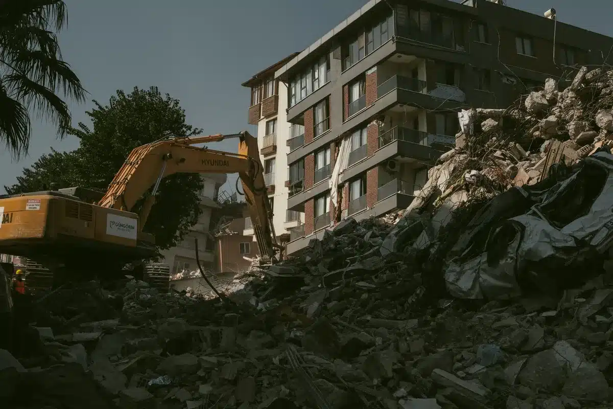 Calles cubiertas de escombros tras el colapso de edificios durante el terremoto en Italia